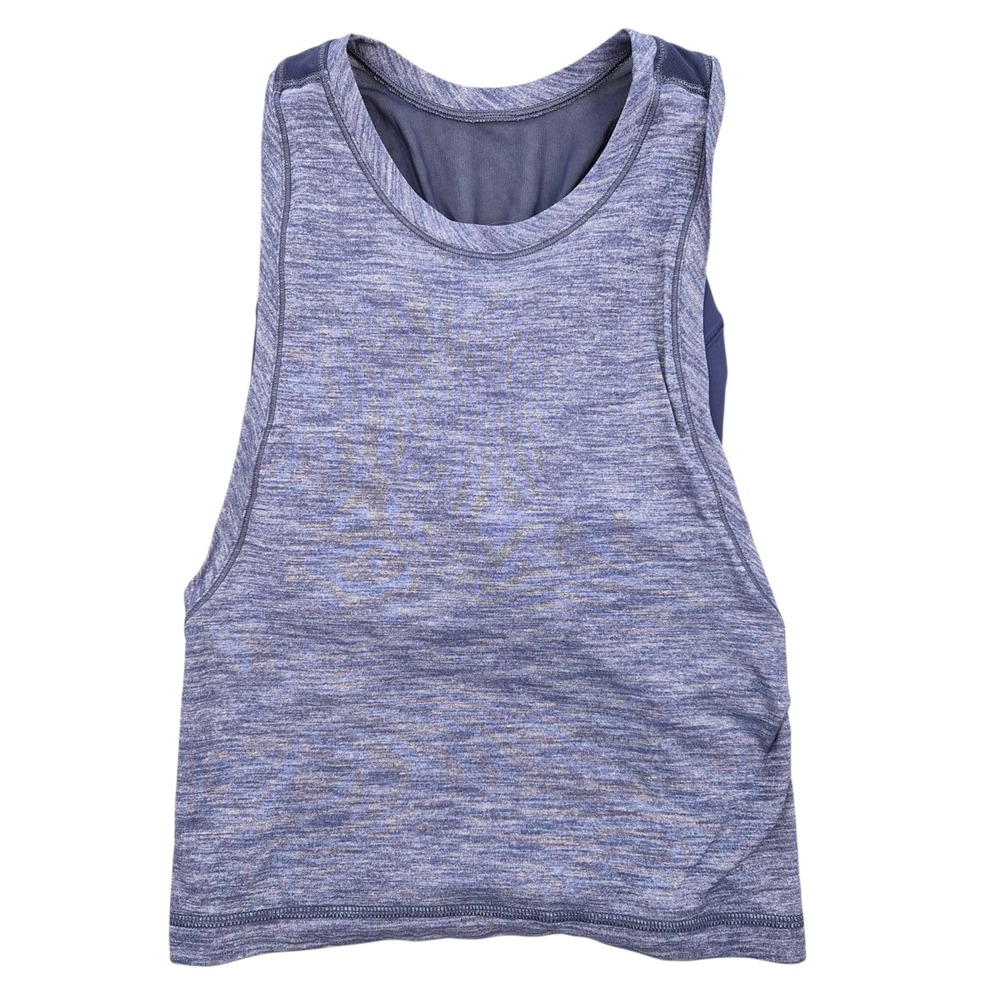 Lululemon 2-in-1 Tank Top Built-in Sports Bra Blue Heather Mesh Back‎ Size 4